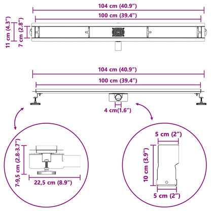 Doucheafvoer 2-In-1 Met 360° Sifon 100 cm Zwart