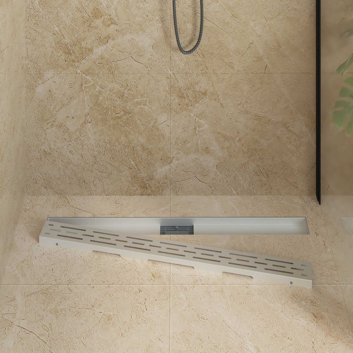 Doucheafvoer met Glazen Deksel Zilver 100 cm
