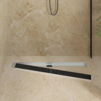 Doucheafvoer Glasdeksel met 360° Sifon Zwart 90 cm