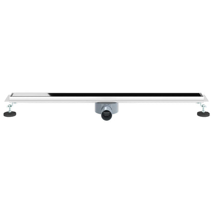 Doucheafvoer Glasdeksel met 360° Sifon Zwart 90 cm