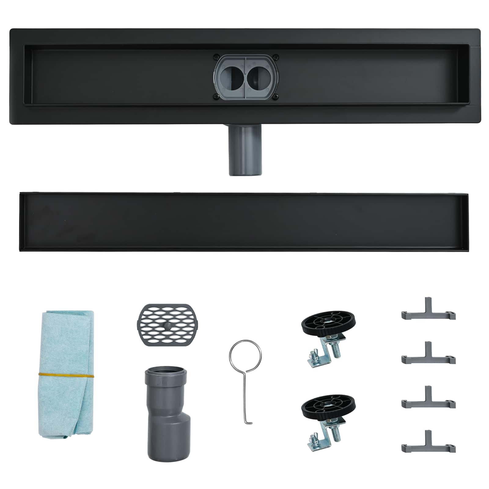 Doucheafvoer 2-In-1 Met 360° Sifon 70 cm Zwart