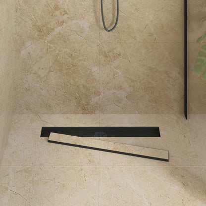 Doucheafvoer 2-In-1 Met 360° Sifon 70 cm Zwart
