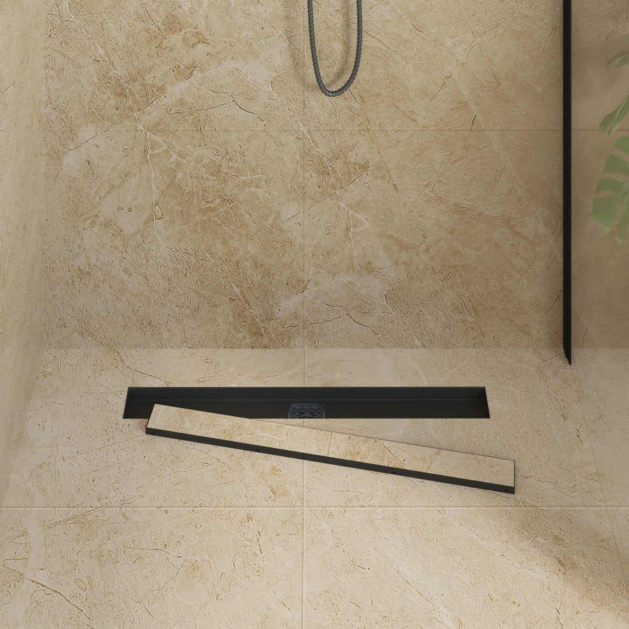 Doucheafvoer 2-In-1 Met 360° Sifon 70 cm Zwart