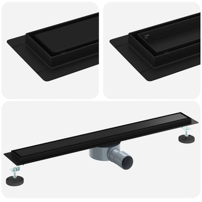 Doucheafvoer 2-In-1 Met 360° Sifon 70 cm Zwart