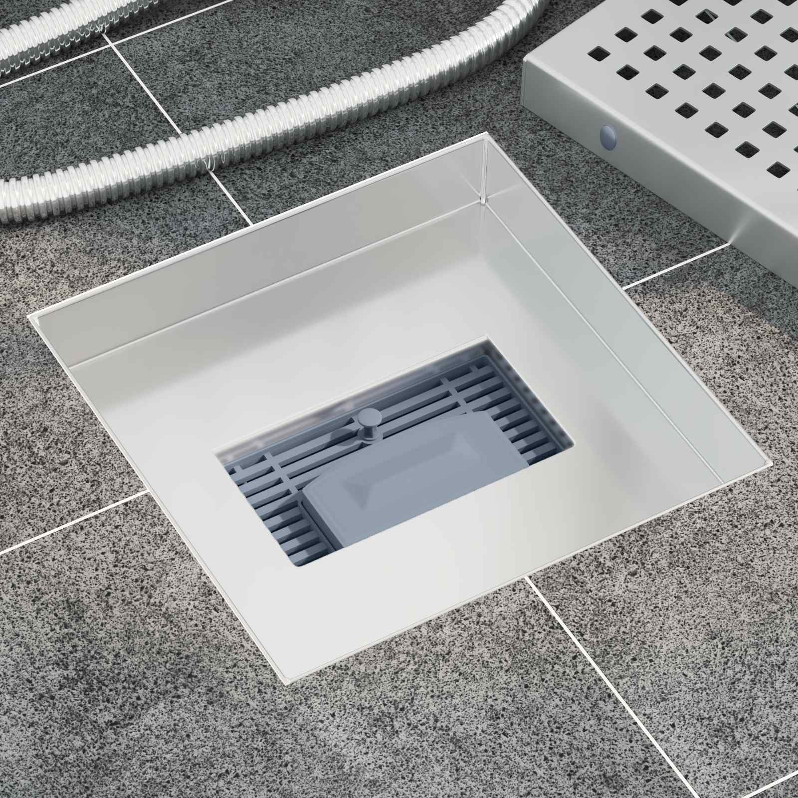 2 in 1 doucheafvoer Zilver 20 x 20 cm Roestvrij staal 304