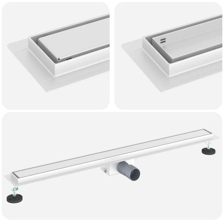 Doucheafvoer met Glazen Deksel Zilver 90 cm Roestvrij staal 304