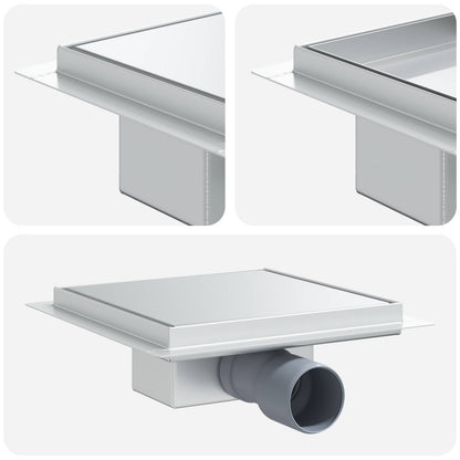2 in 1 doucheafvoer Zilver 20 x 20 cm Roestvrij staal 304