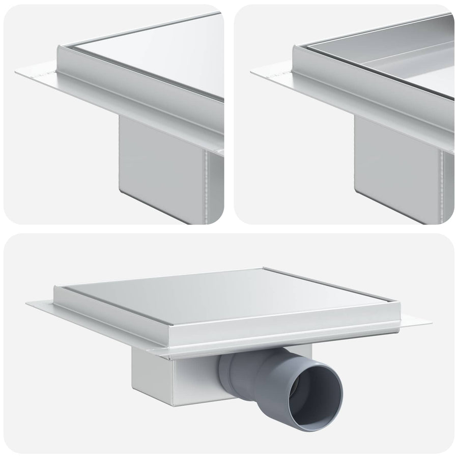 2 in 1 doucheafvoer Zilver 20 x 20 cm Roestvrij staal 304