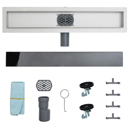 Doucheafvoer Glasdeksel met 360° Sifon Zwart 80 cm