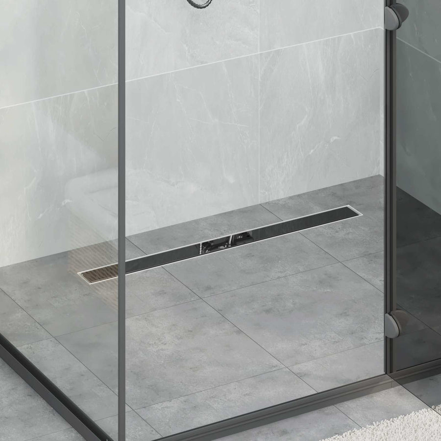 Doucheafvoer Glasdeksel met 360° Sifon Zwart 80 cm