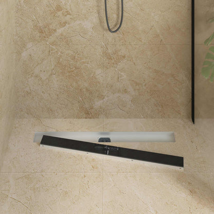 Doucheafvoer Glasdeksel met 360° Sifon Zwart 80 cm