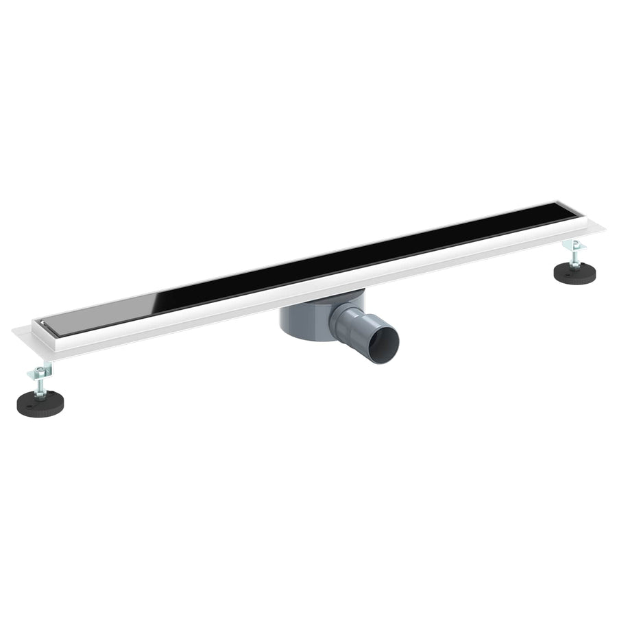 Doucheafvoer Glasdeksel met 360° Sifon Zwart 80 cm