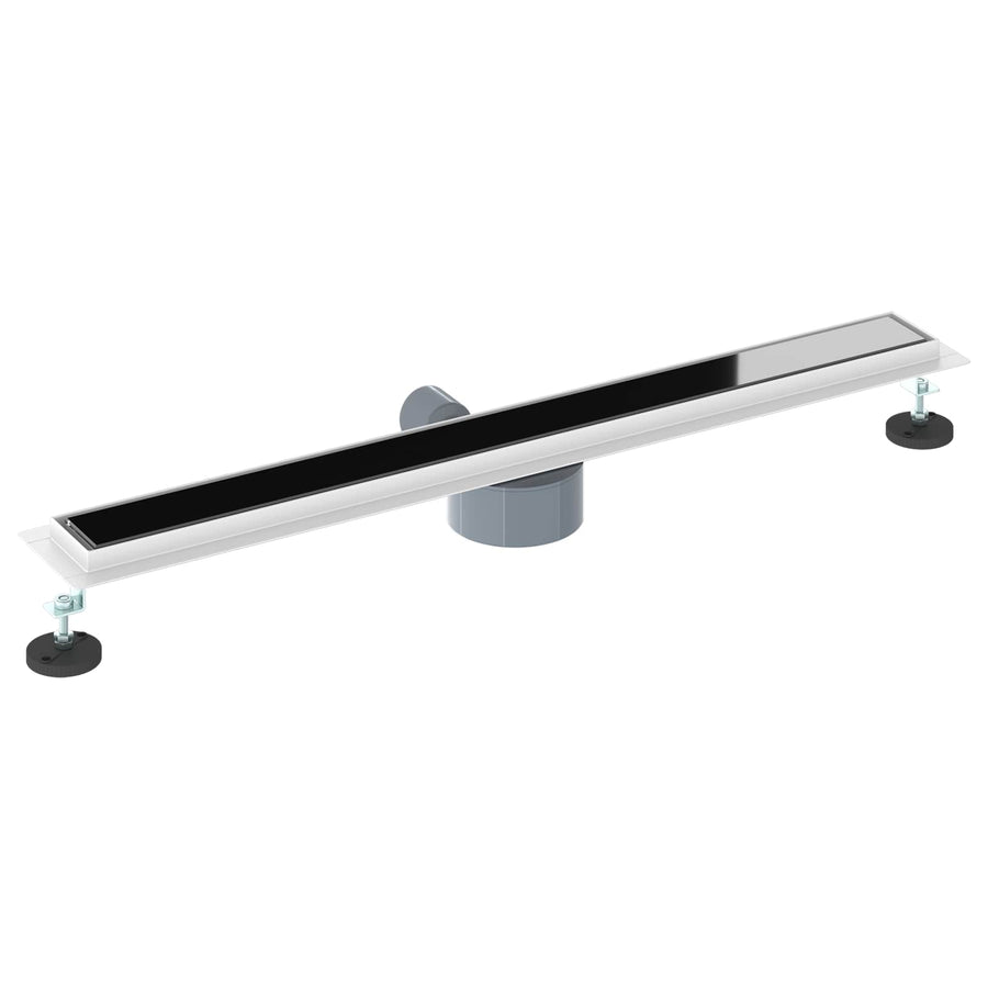 Doucheafvoer Glasdeksel met 360° Sifon Zwart 80 cm
