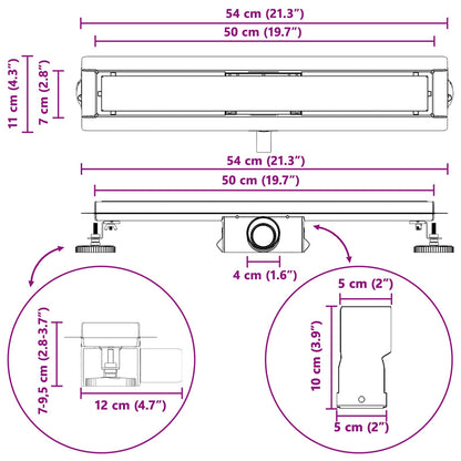 2 In 1 Doucheafvoer Roestvrij Staal 304 50 cm Zwart