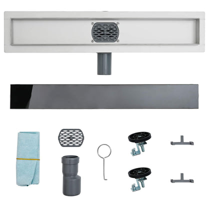Doucheafvoer Glasdeksel met 360° Sifon Zwart 50 cm