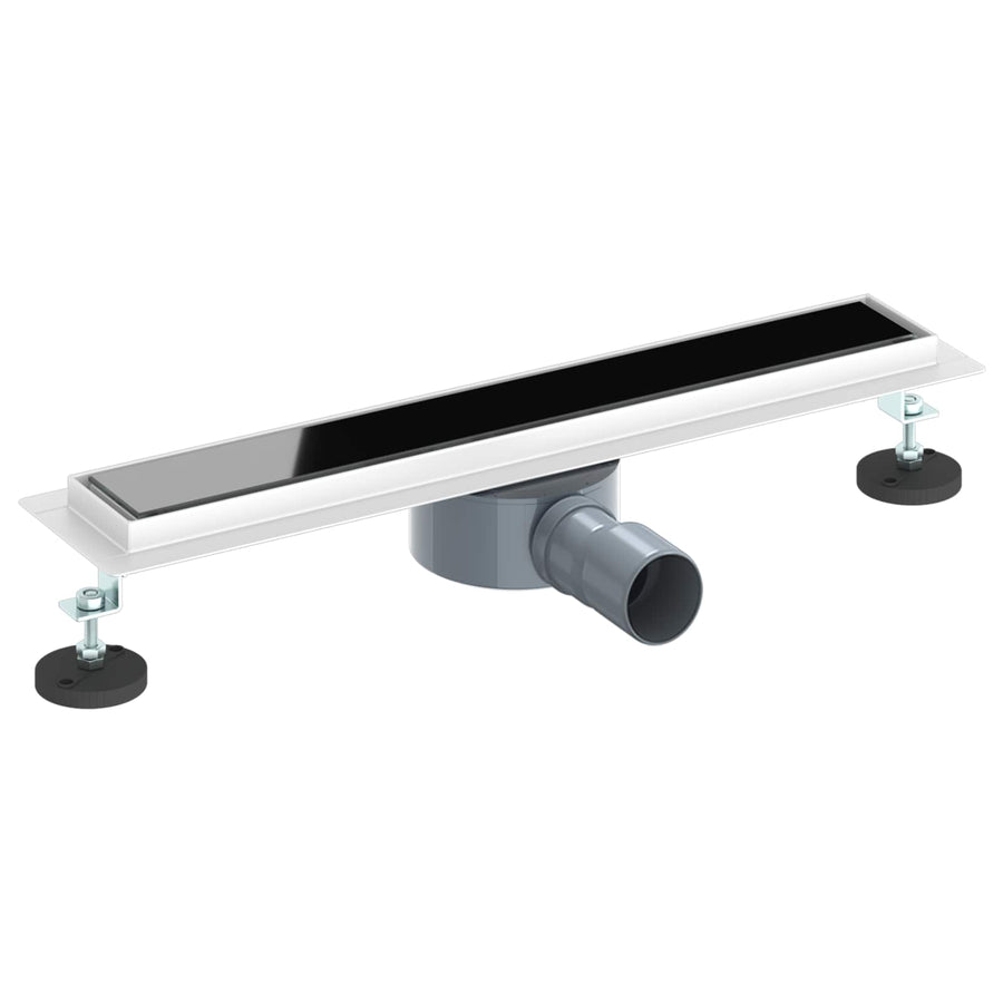 Doucheafvoer Glasdeksel met 360° Sifon Zwart 50 cm