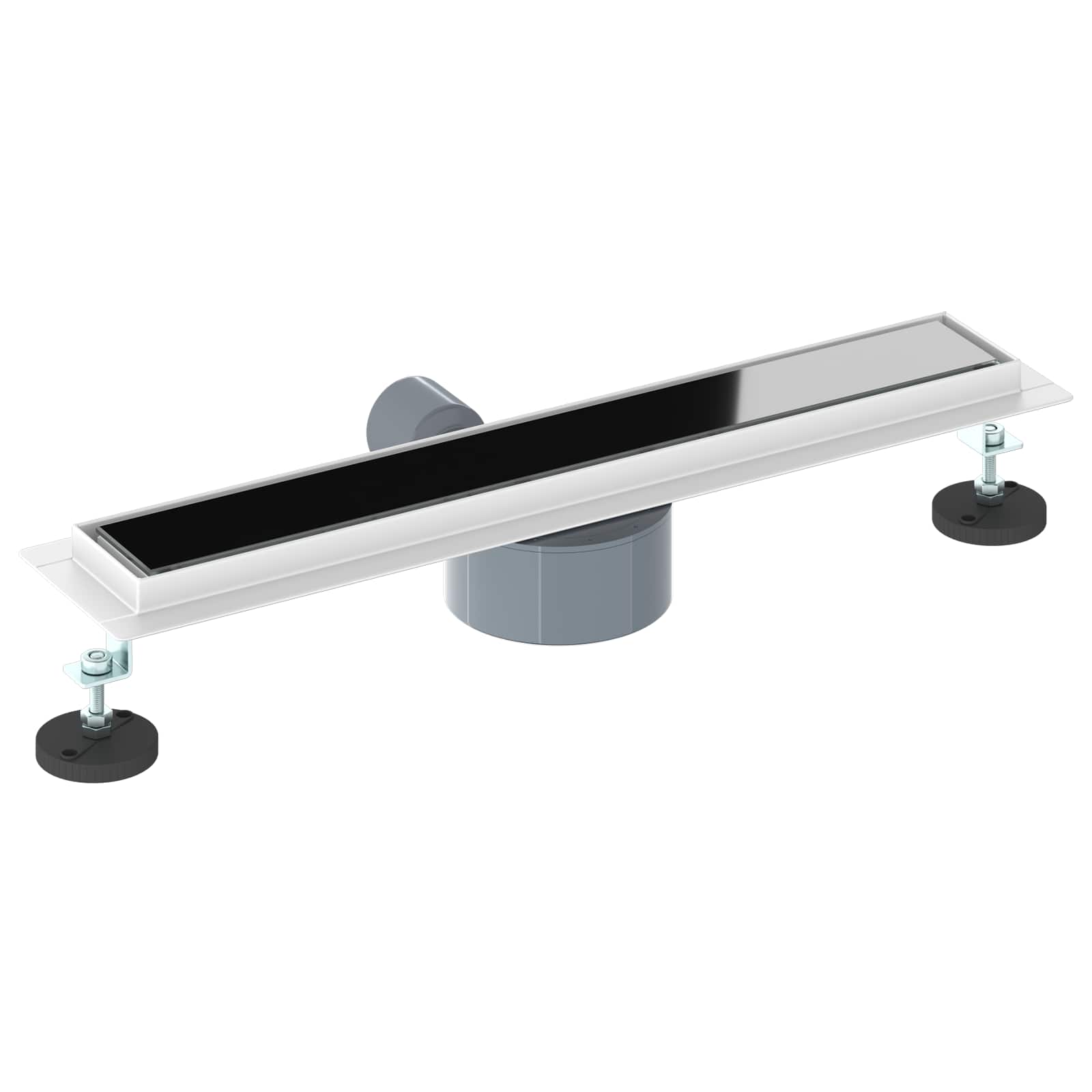 Doucheafvoer Glasdeksel met 360° Sifon Zwart 50 cm