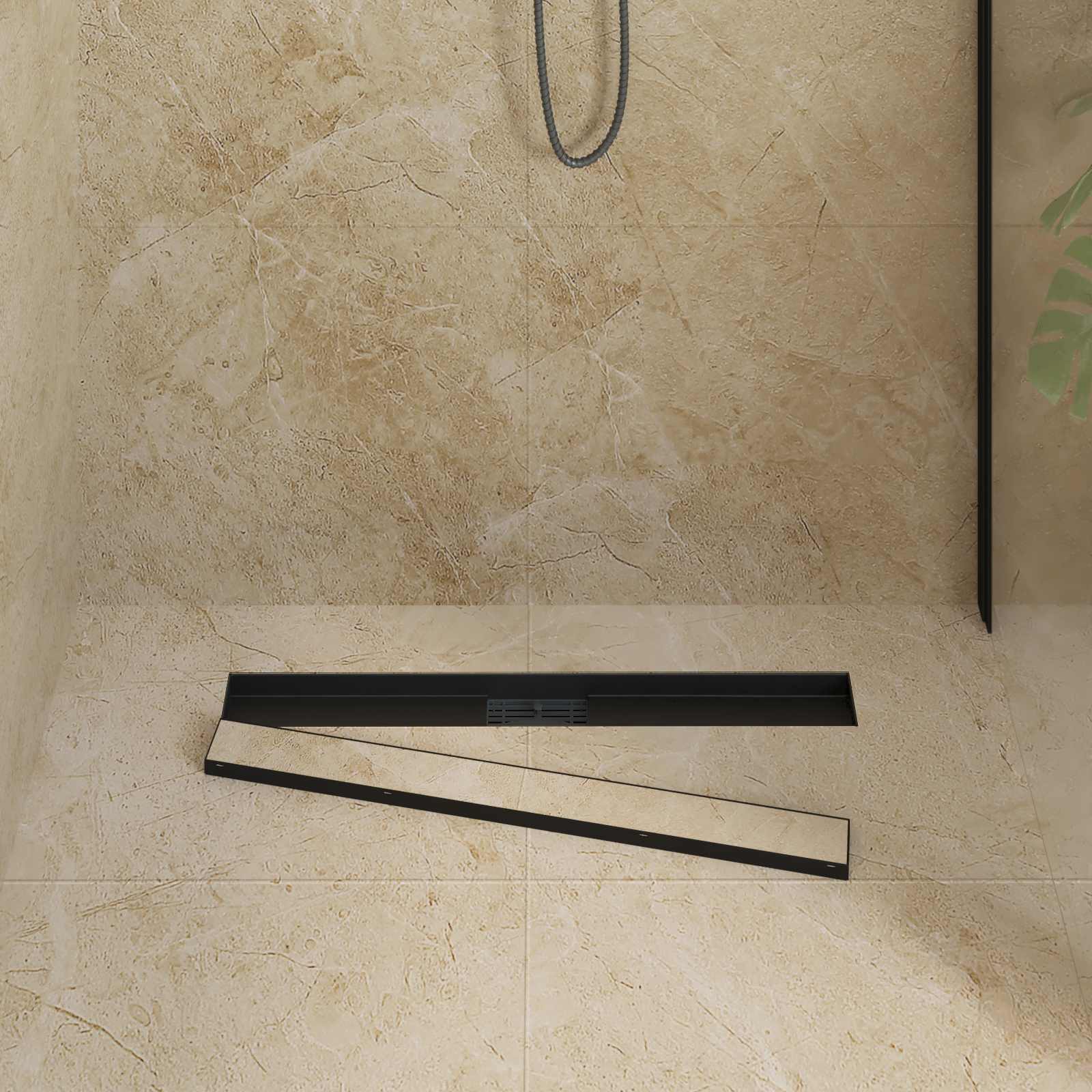 2 In 1 Doucheafvoer Roestvrij Staal 304 80 cm Zwart
