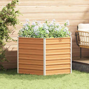 Verhoogd tuinbed 129x129x77 cm verzinkt staal licht bruin
