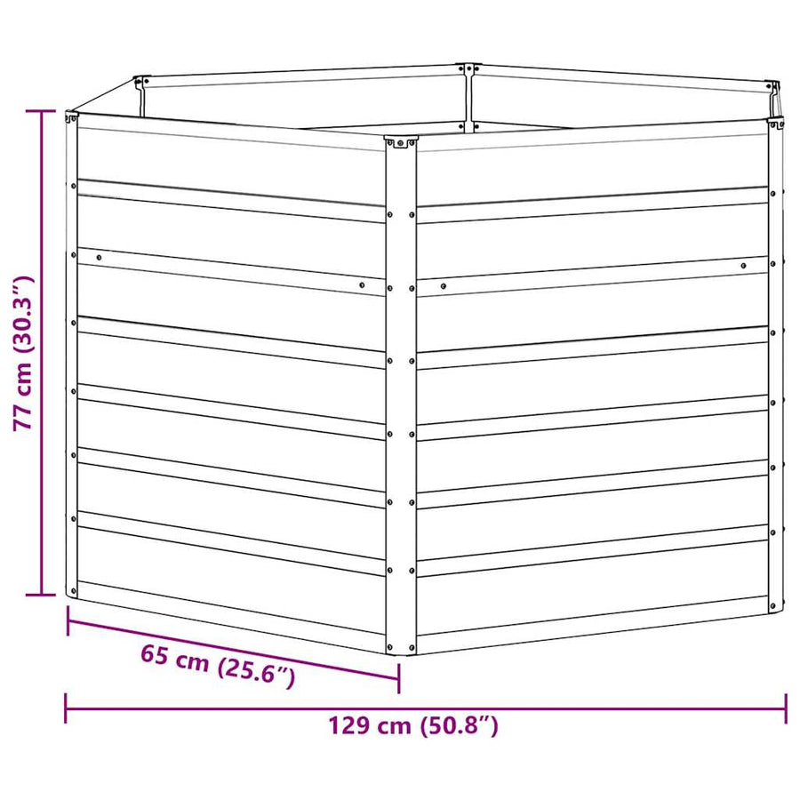 Verhoogd Tuinbed Licht Bruin 129 x 129 x 77 cm
