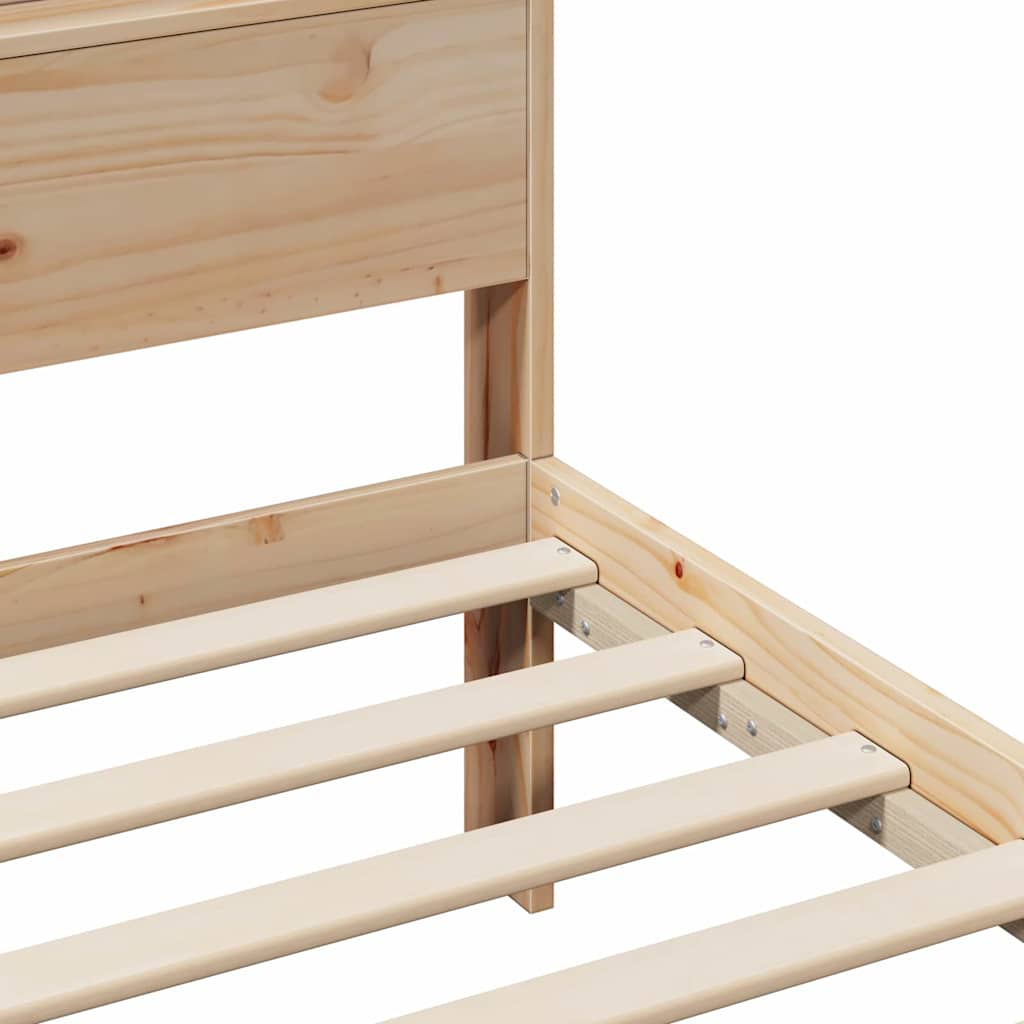 Bedframe met hoofdeinde Bruin 200 x 200 cm Massief grenenhout