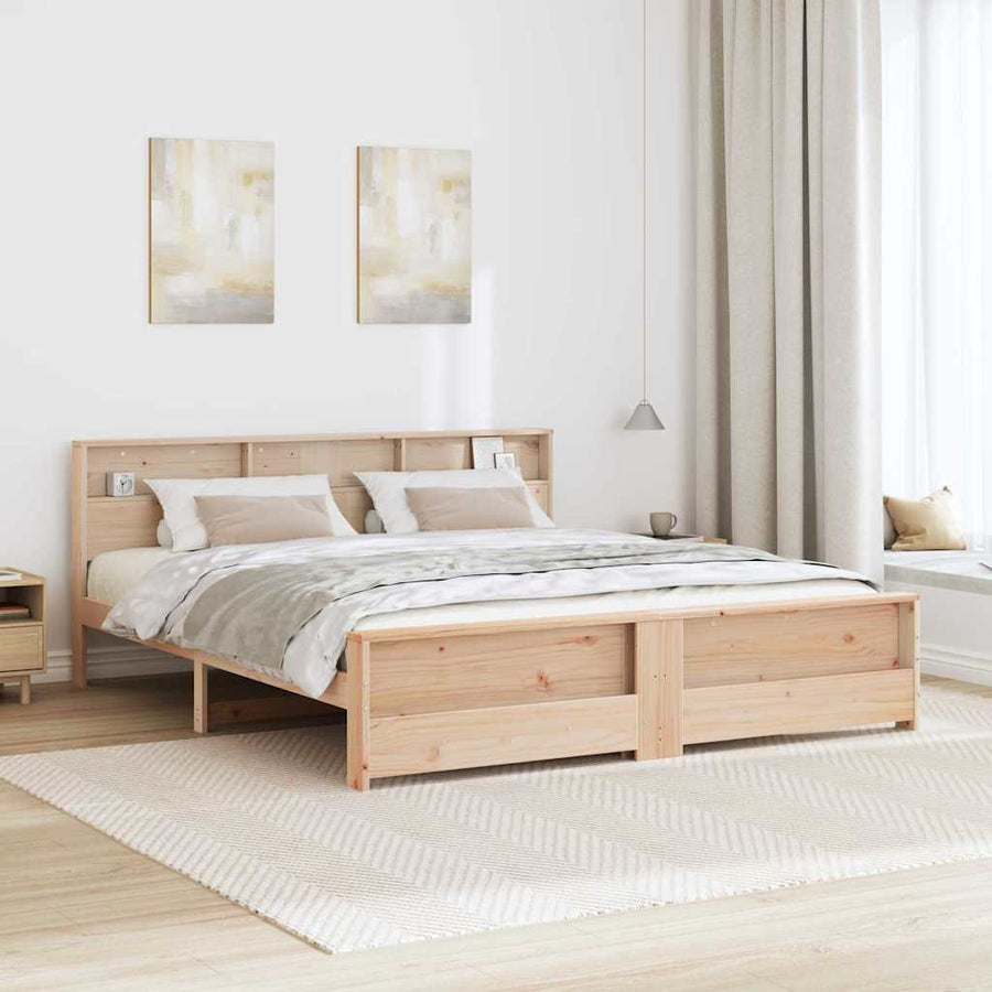 Bedframe met hoofdeinde Bruin 200 x 200 cm Massief grenenhout