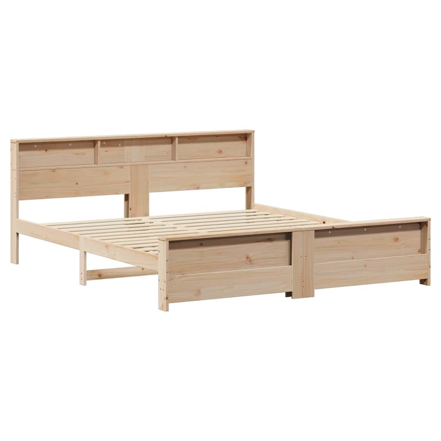 Bedframe met hoofdeinde Bruin 200 x 200 cm Massief grenenhout