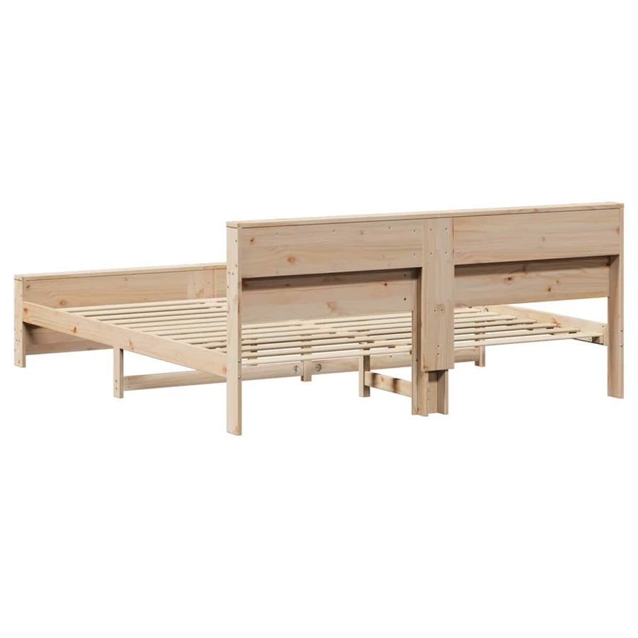 Bedframe met hoofdeinde Bruin 200 x 200 cm Massief grenenhout