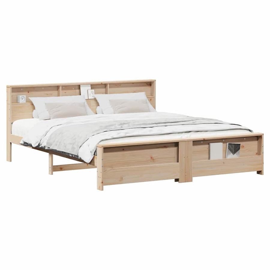 Bedframe met hoofdeinde Bruin 200 x 200 cm Massief grenenhout