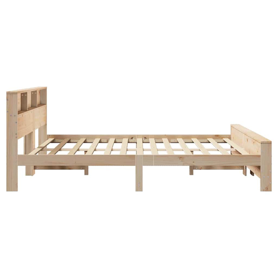 Bedframe met hoofdeinde Bruin 200 x 200 cm Massief grenenhout