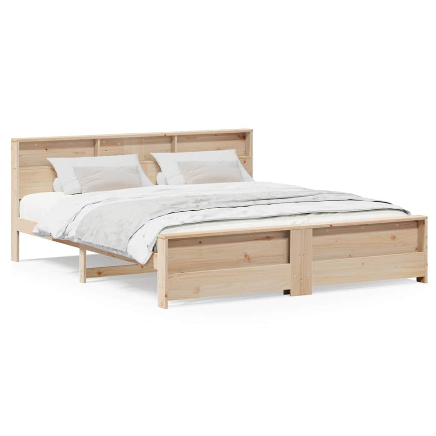 Bedframe met hoofdeinde Bruin 200 x 200 cm Massief grenenhout