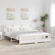 Bedframe 200x200 cm massief grenenhout wit