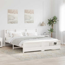Bedframe met hoofdeinde Wit 200 x 200 cm Massief grenenhout