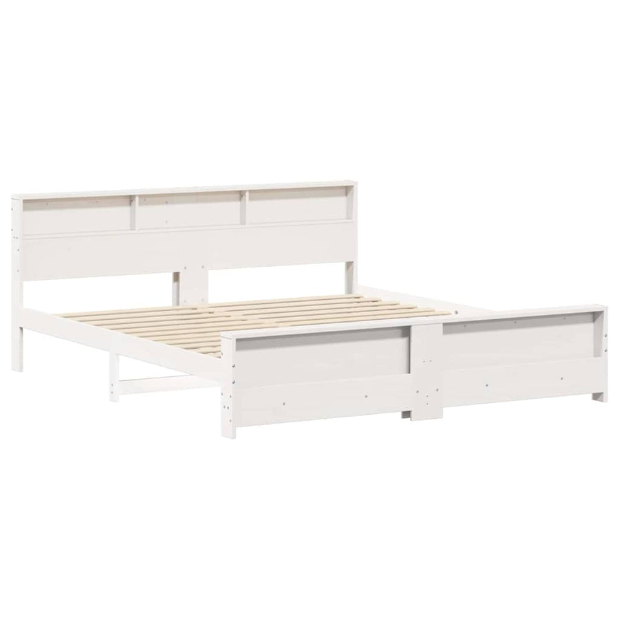 Bedframe met hoofdeinde Wit 200 x 200 cm Massief grenenhout