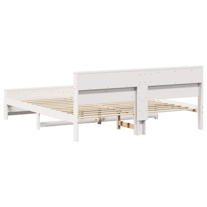 Bedframe met hoofdeinde Wit 200 x 200 cm Massief grenenhout