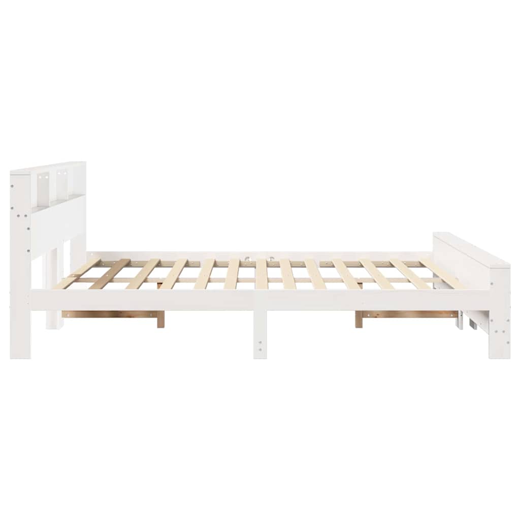 Bedframe met hoofdeinde Wit 200 x 200 cm Massief grenenhout