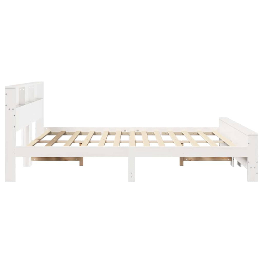 Bedframe met hoofdeinde Wit 200 x 200 cm Massief grenenhout
