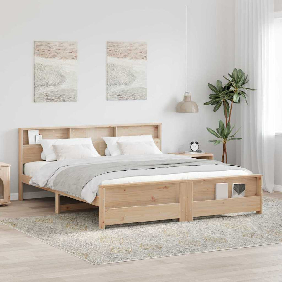 Bedframe met hoofdeinde Bruin 180 x 200 cm Massief grenenhout