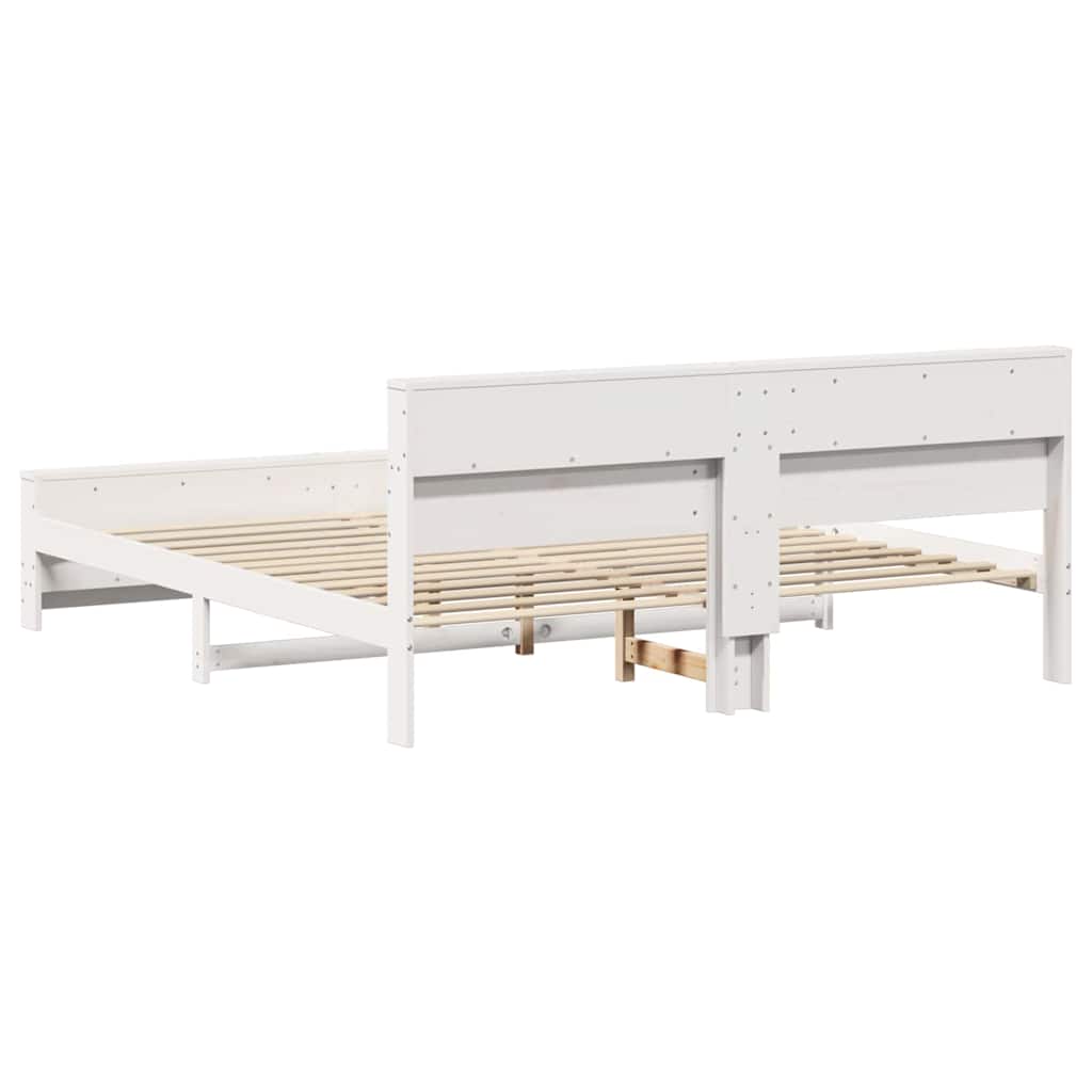 Bedframe met hoofdeinde Wit 180 x 200 cm Massief grenenhout
