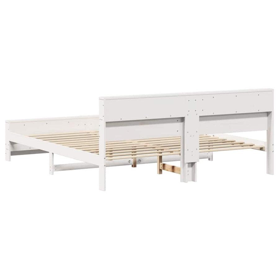 Bedframe met hoofdeinde Wit 180 x 200 cm Massief grenenhout