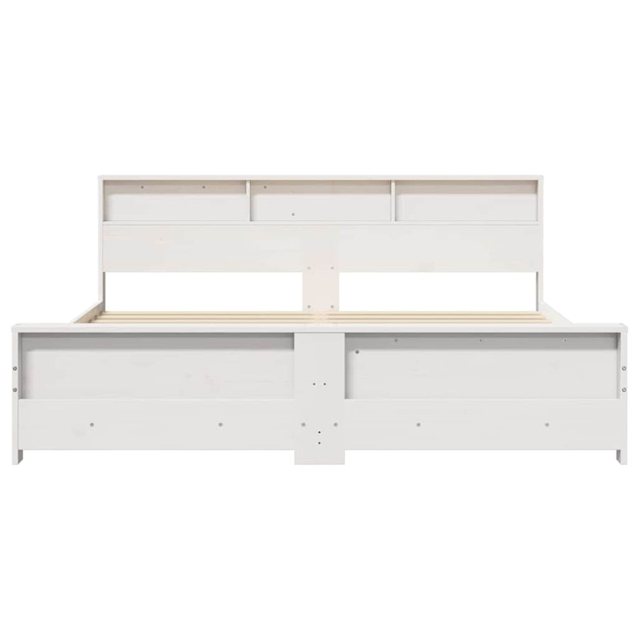 Bedframe met hoofdeinde Wit 180 x 200 cm Massief grenenhout