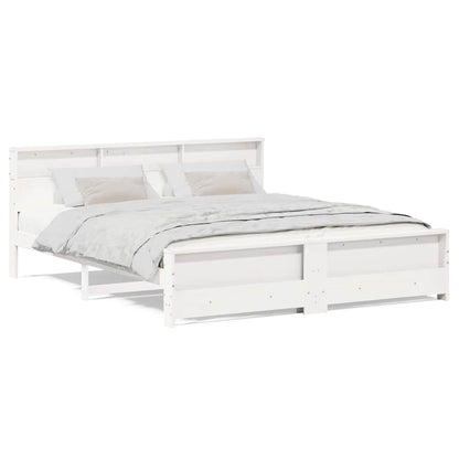 Bedframe met hoofdeinde Wit 180 x 200 cm Massief grenenhout