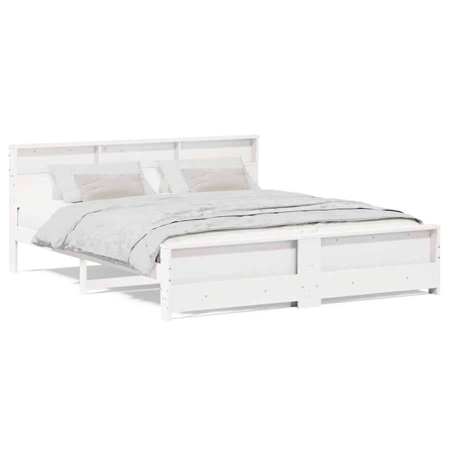 Bedframe met hoofdeinde Wit 180 x 200 cm Massief grenenhout
