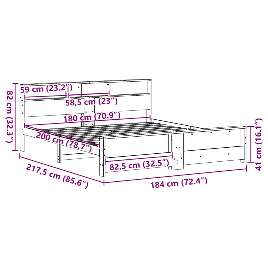 Bedframe Wasbruin 180 x 200 cm Massief grenenhout