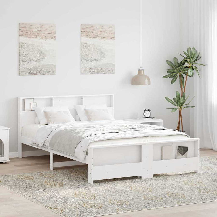 Bedframe met hoofdeinde Wit 160 x 200 cm Massief grenenhout