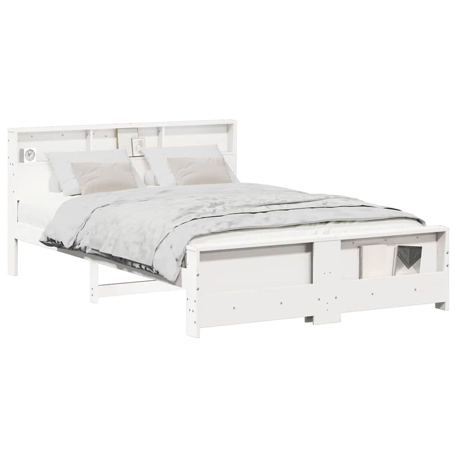 Bedframe met hoofdeinde Wit 160 x 200 cm Massief grenenhout