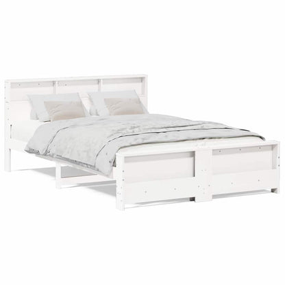 Bedframe met hoofdeinde Wit 160 x 200 cm Massief grenenhout