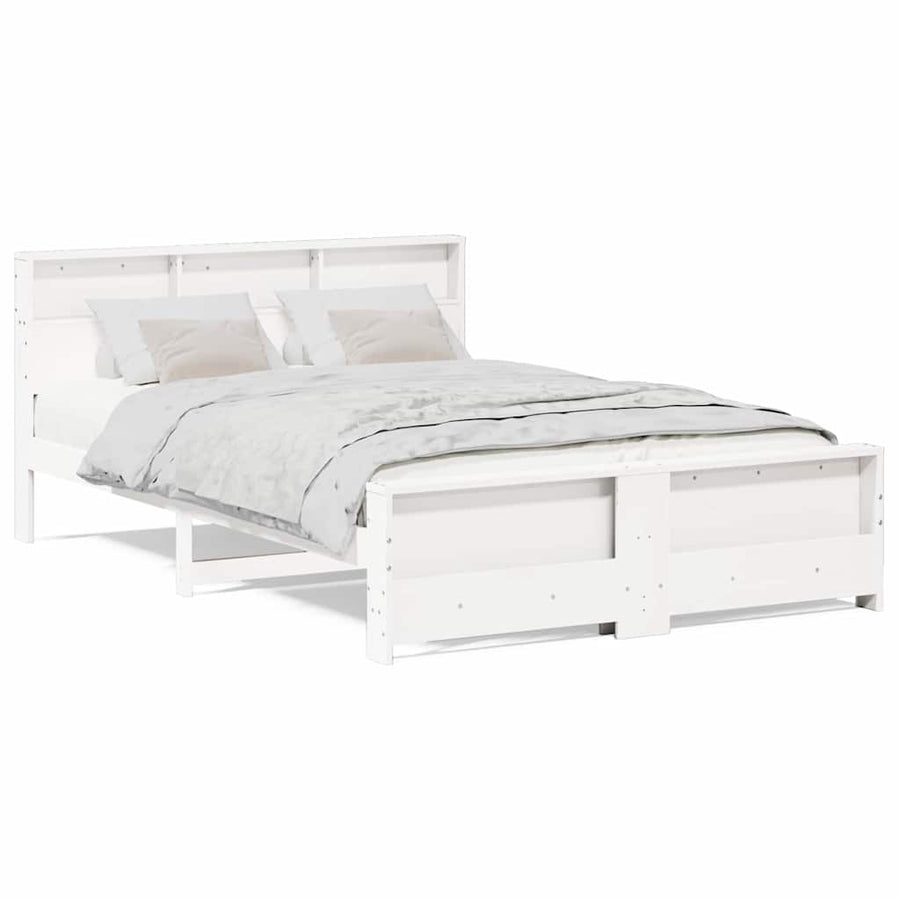 Bedframe met hoofdeinde Wit 160 x 200 cm Massief grenenhout