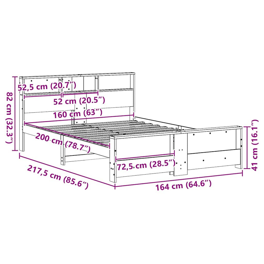 Bedframe Wasbruin 160 x 200 cm Massief grenenhout
