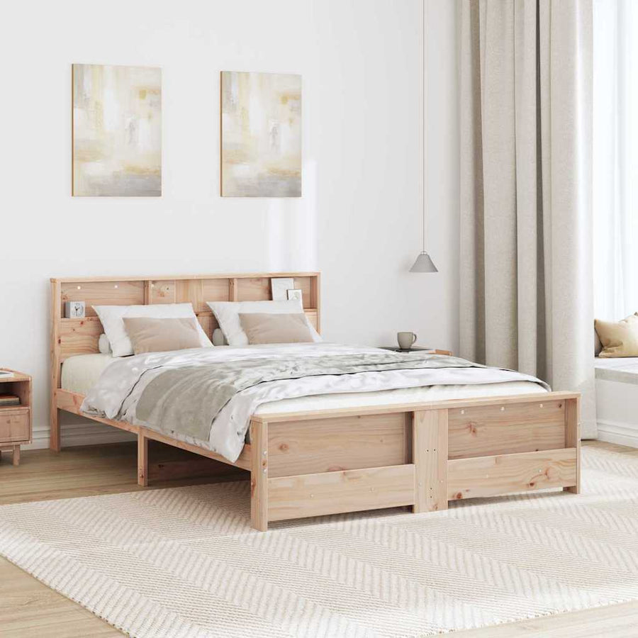 Bedframe met hoofdeinde Bruin 150 x 200 cm Massief grenenhout